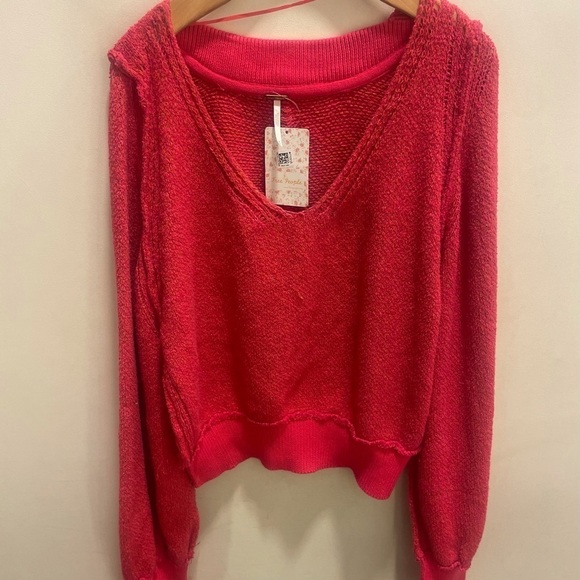 New! Free People Riptide Dolman Sleeve Women's Hot Pink Sweater 🌺 Medium! - Picture 4 of 4